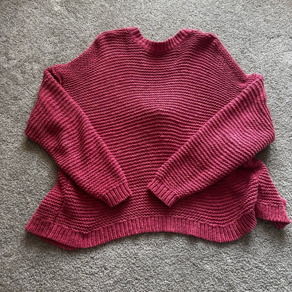 Aerie Pink Crew Neck Backless Sweater